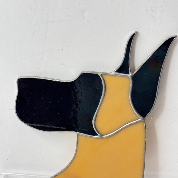 Stained Glass Suncatcher Ornament Fawn Great Dane Dog Yellowish-Tan Sand Black - Picture 2 of 8